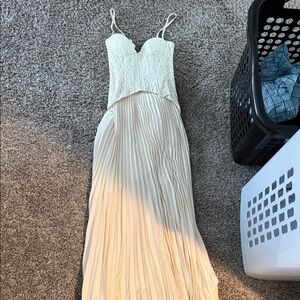 Daniela Lace Corset Dress White with corset top and pleated skirt